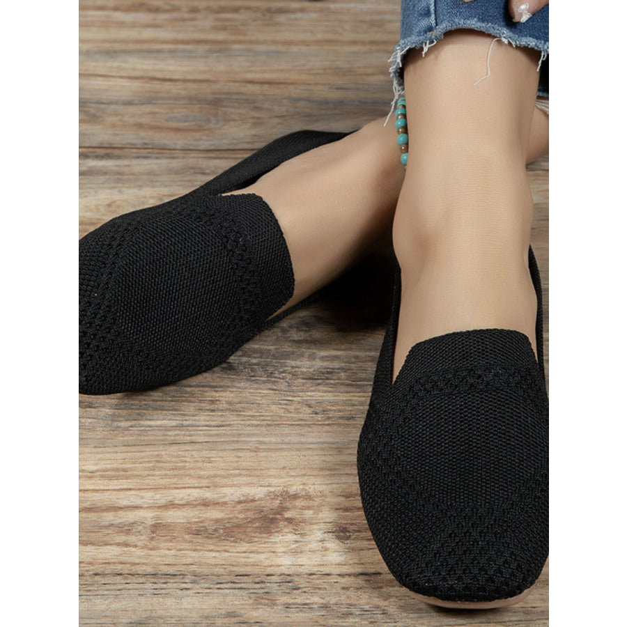 Square Toe Flat Slip-Ons Black / 35(US4) Apparel and Accessories