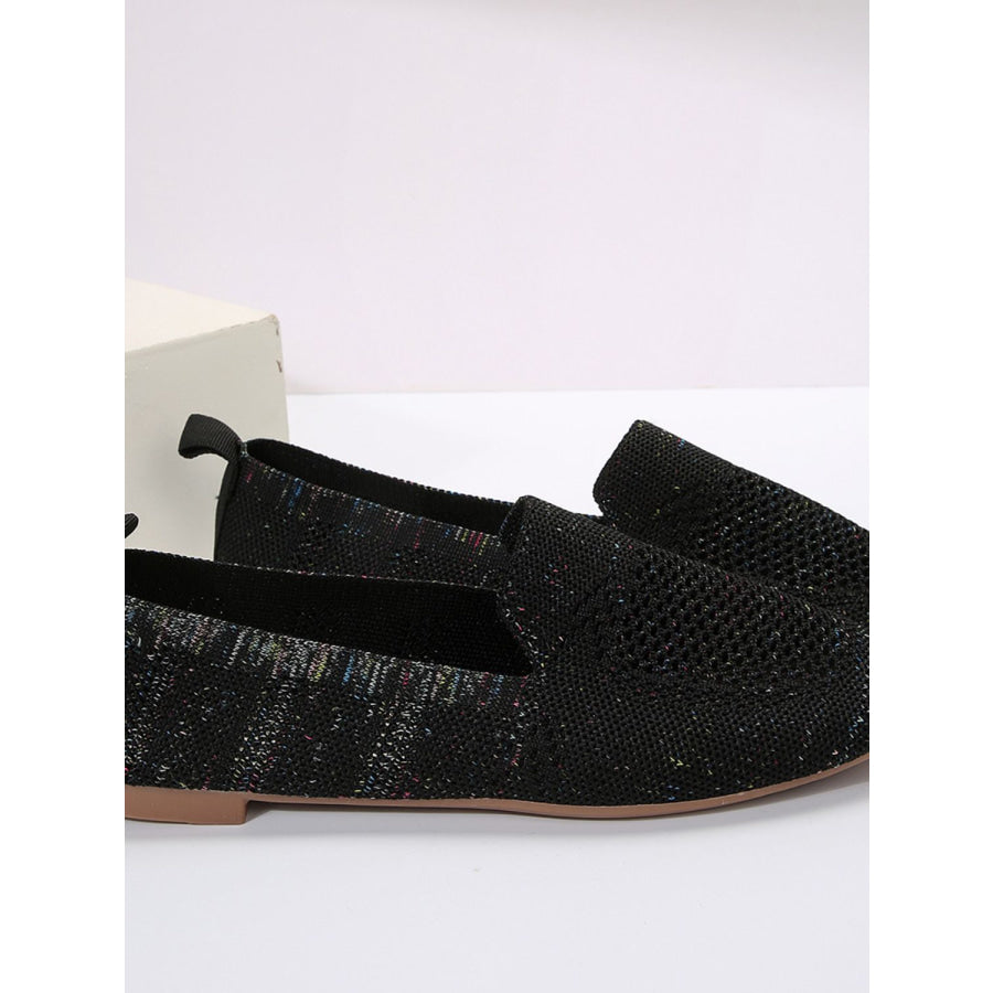 Square Toe Flat Slip-Ons Black1 / 35(US4) Apparel and Accessories