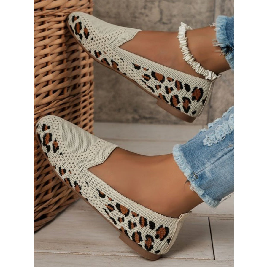 Square Toe Flat Slip-Ons Giraffe Print / 35(US4) Apparel and Accessories
