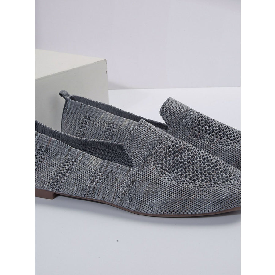 Square Toe Flat Slip-Ons Gray / 35(US4) Apparel and Accessories