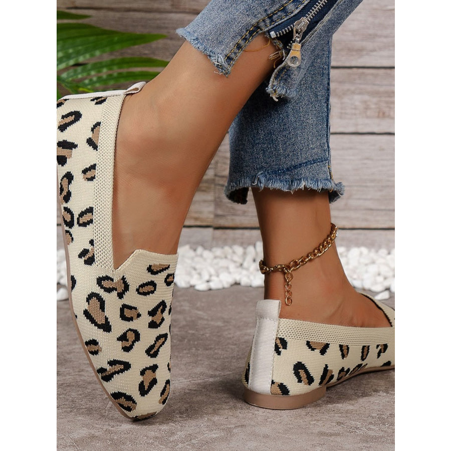 Square Toe Flat Slip-Ons Leopard / 35(US4) Apparel and Accessories