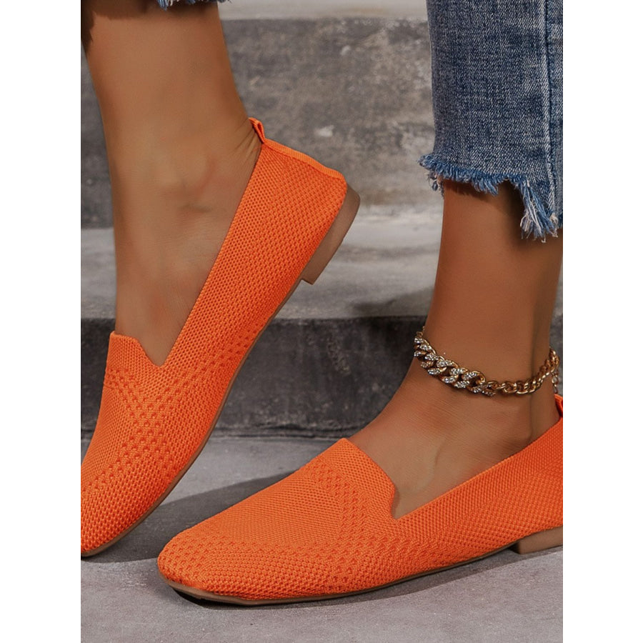 Square Toe Flat Slip-Ons Orange / 35(US4) Apparel and Accessories