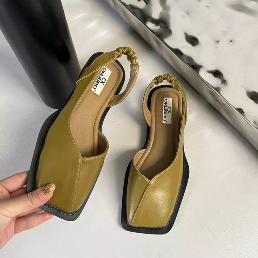 Square Toe Flats Sandals Army Green / 36 Apparel and Accessories