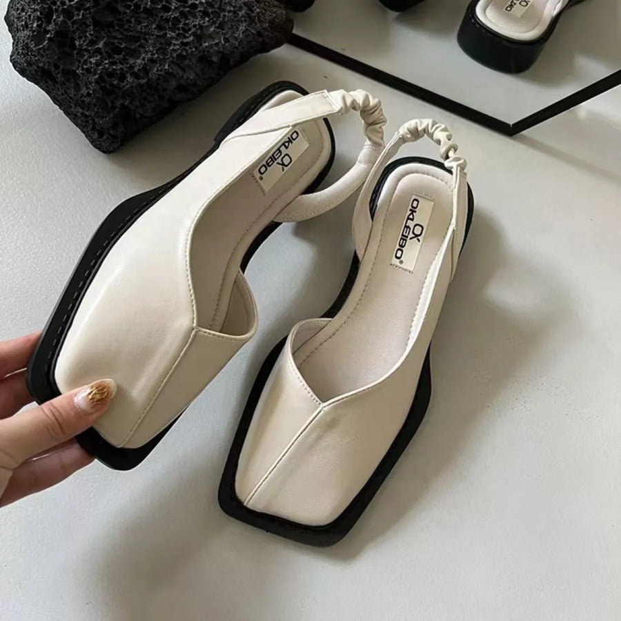 Square Toe Flats Sandals Beige / 36 Apparel and Accessories