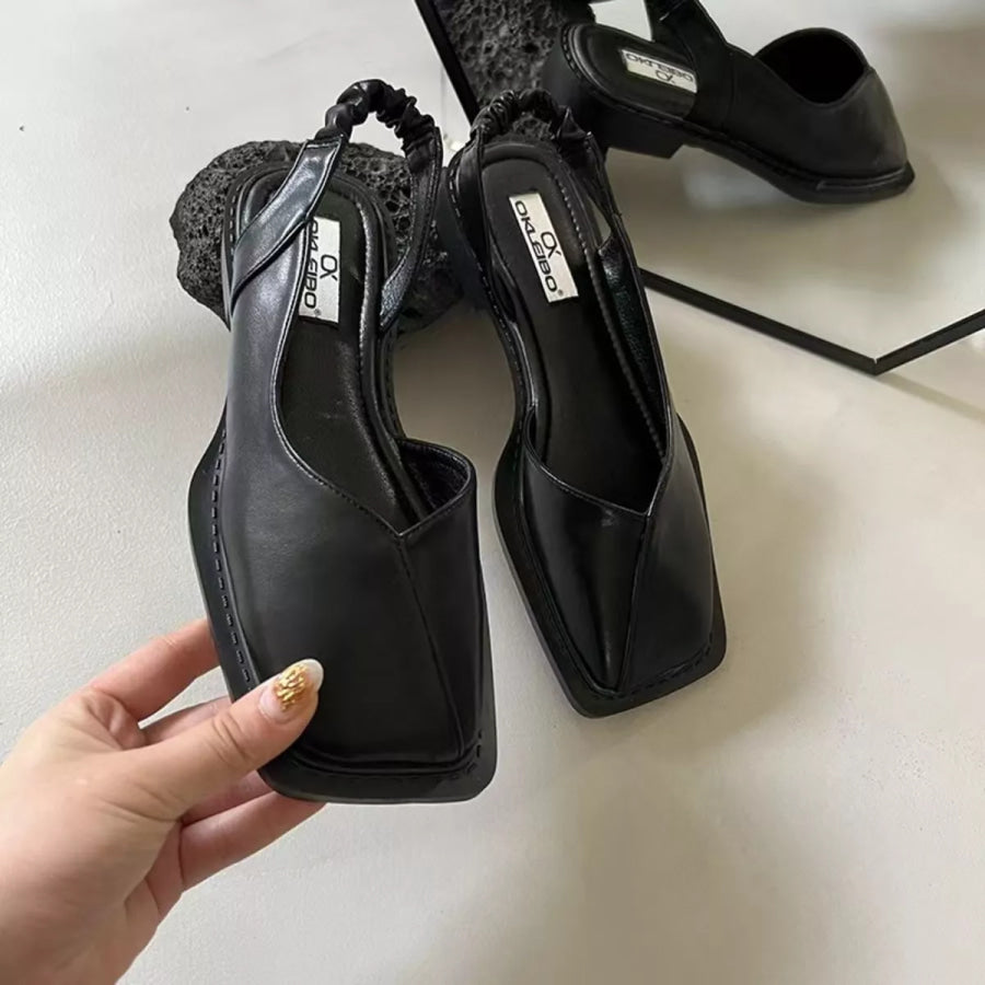Square Toe Flats Sandals Black / 36 Apparel and Accessories