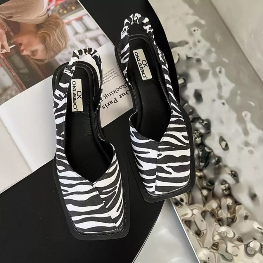 Square Toe Flats Sandals Leopard / 36 Apparel and Accessories