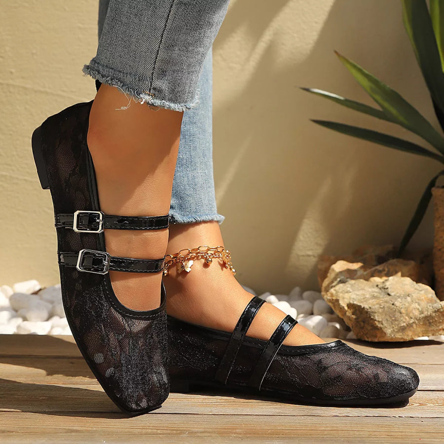 Square Toe Lace Slip-Ons Apparel and Accessories