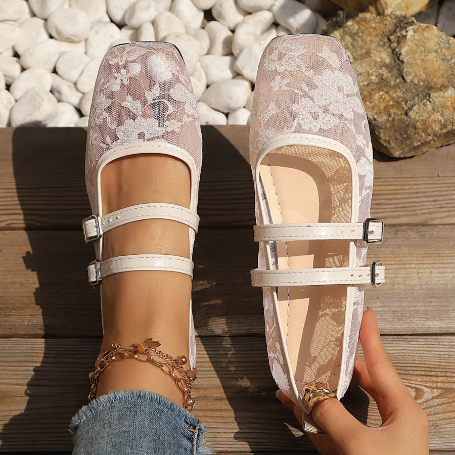 Square Toe Lace Slip-Ons Apparel and Accessories