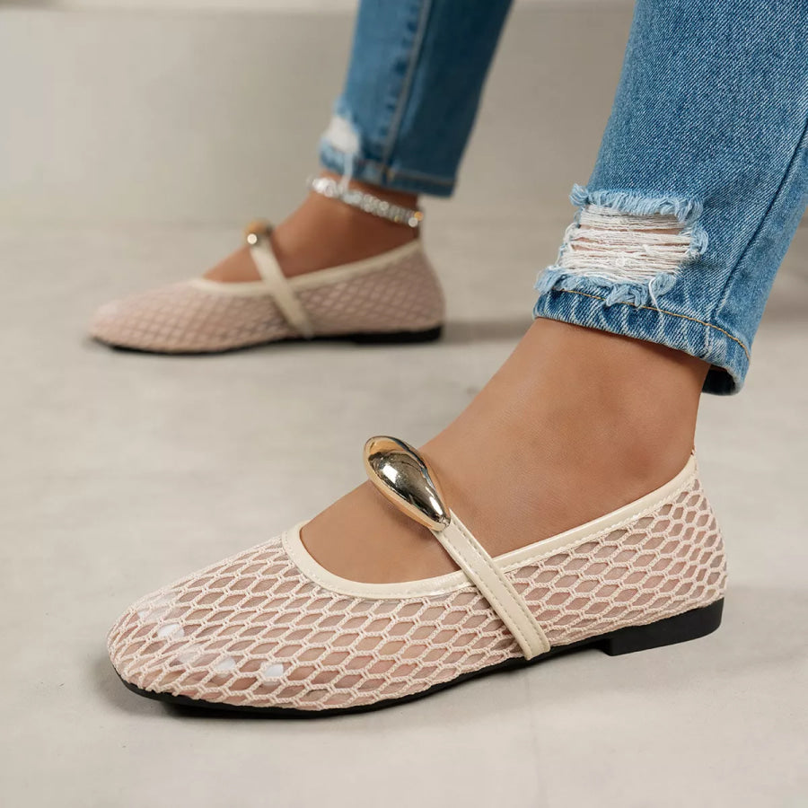 Square Toe Slip-Ons Beige / 36 Apparel and Accessories