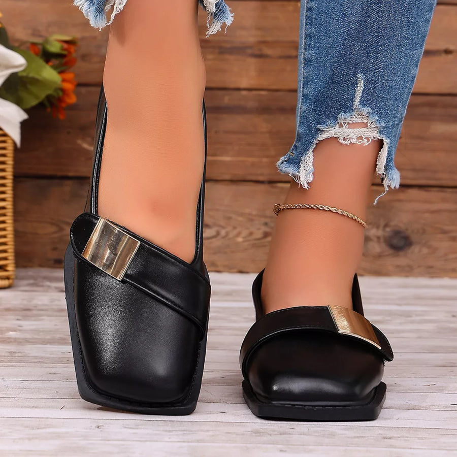 Square Toe Slip-Ons Black / 35 Apparel and Accessories