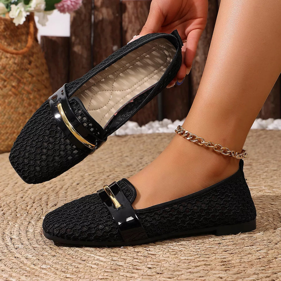Square Toe Slip-Ons Black / 36 Apparel and Accessories
