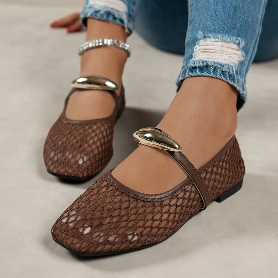 Square Toe Slip-Ons Brown / 36 Apparel and Accessories