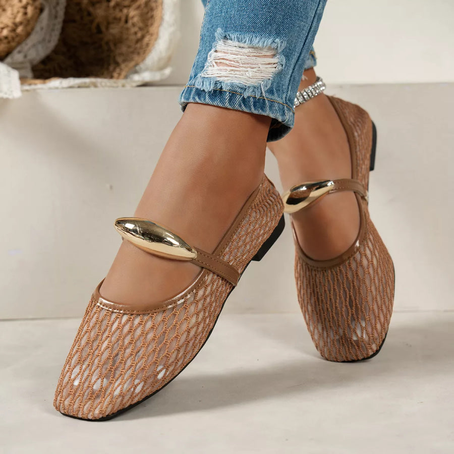 Square Toe Slip-Ons Khaki / 36 Apparel and Accessories