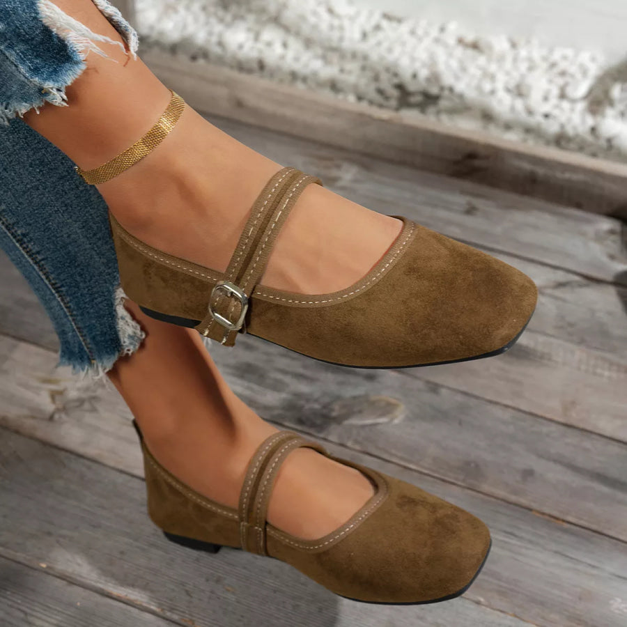 Square Toe Slip-Ons Light Brown / 36 Apparel and Accessories
