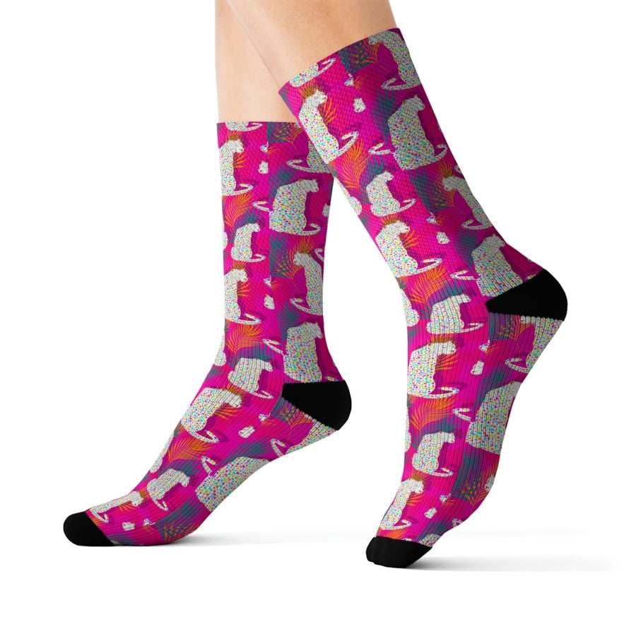 SRB Exclusive Design - Colourful Leopards - Socks L All Over Prints