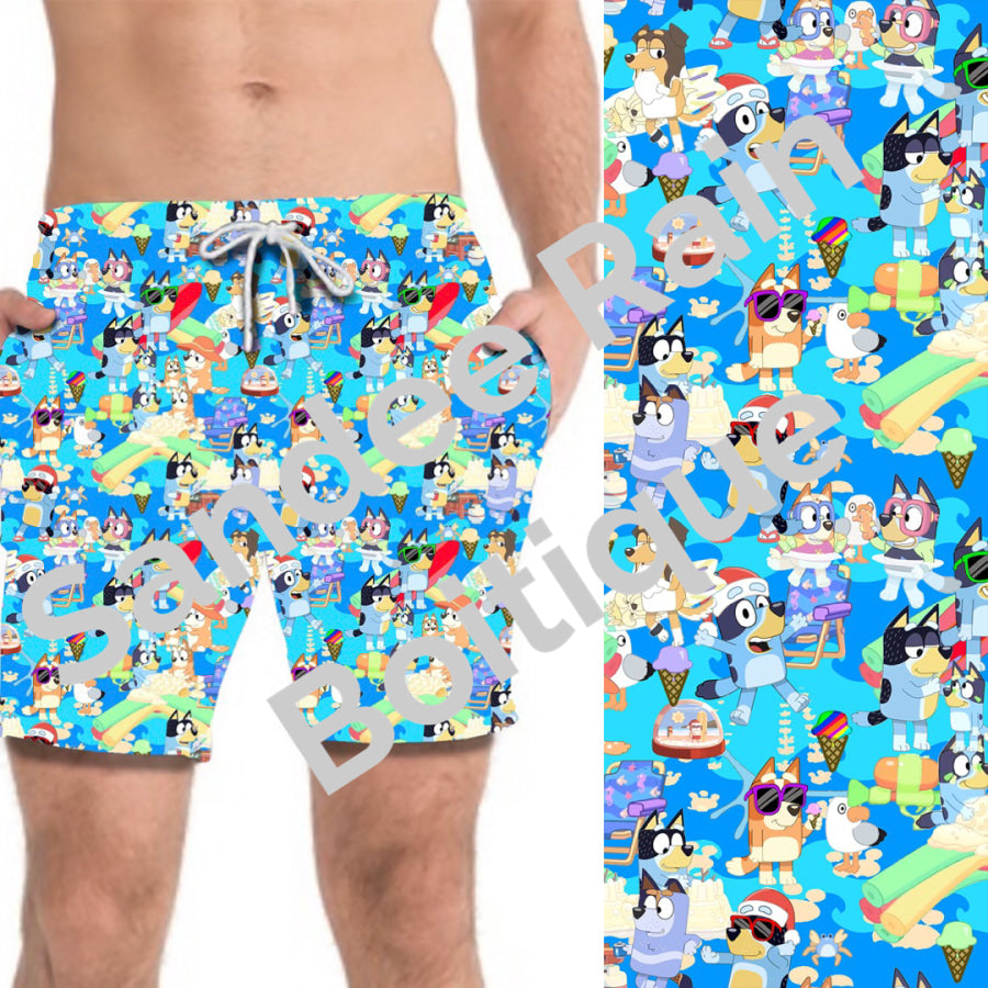 PREORDER Aussie Summer Bluey Shorts Bike Shorts Leggings for the Family! Adult S/M Shorts / Summer Bluey Leggings