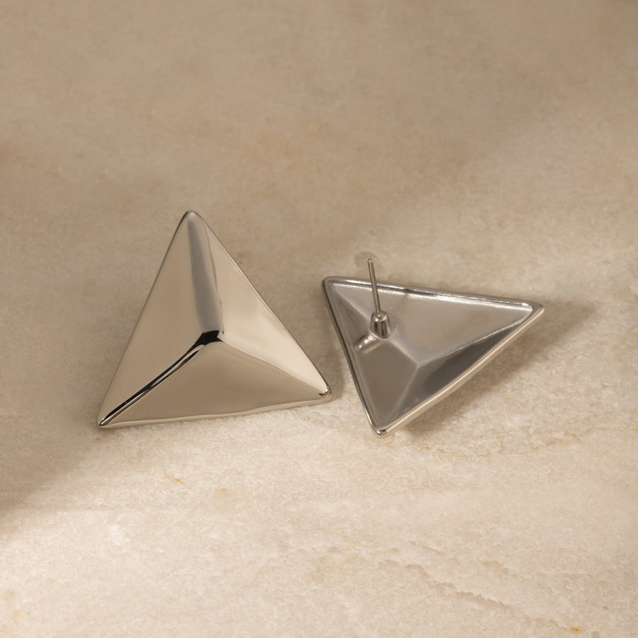 Stainless Steel 3D Triangle Earrings Apparel and Accessories