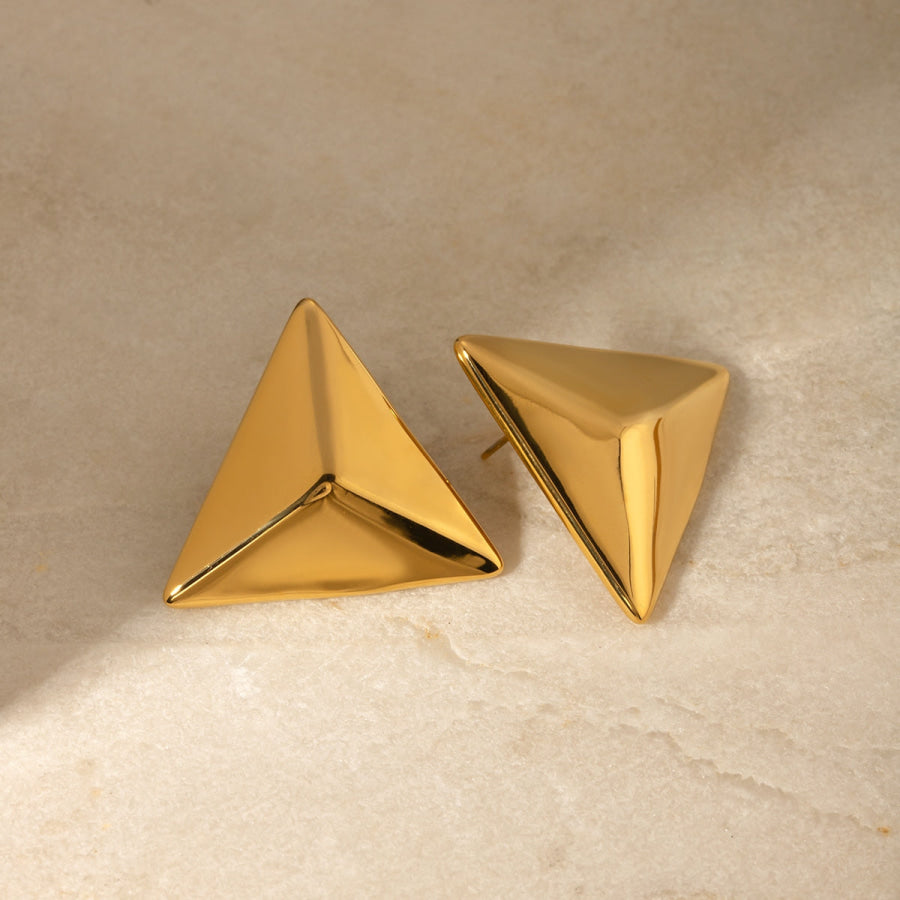 Stainless Steel 3D Triangle Earrings Apparel and Accessories