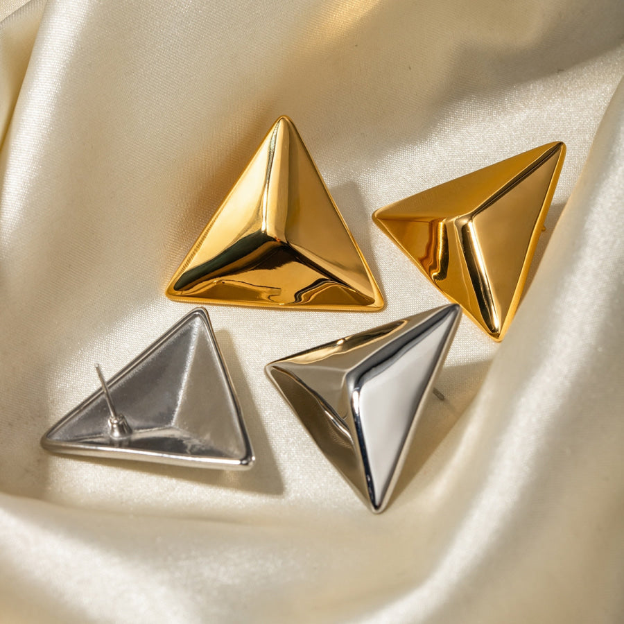 Stainless Steel 3D Triangle Earrings Apparel and Accessories