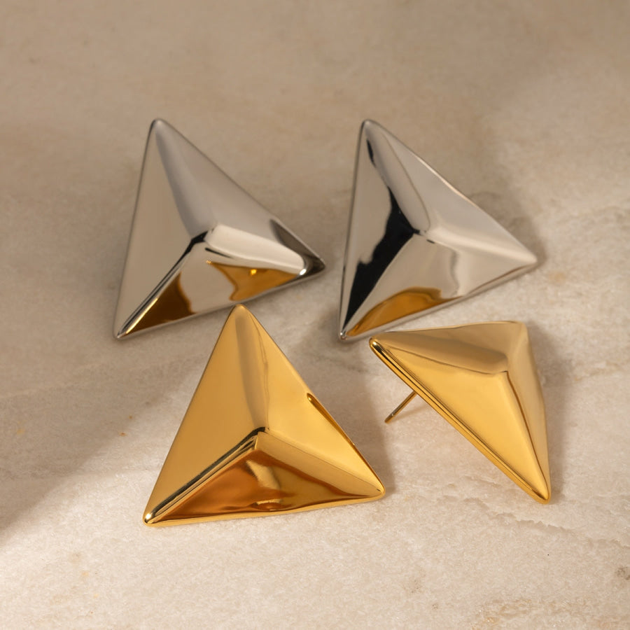 Stainless Steel 3D Triangle Earrings Apparel and Accessories