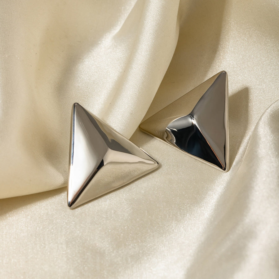 Stainless Steel 3D Triangle Earrings Apparel and Accessories