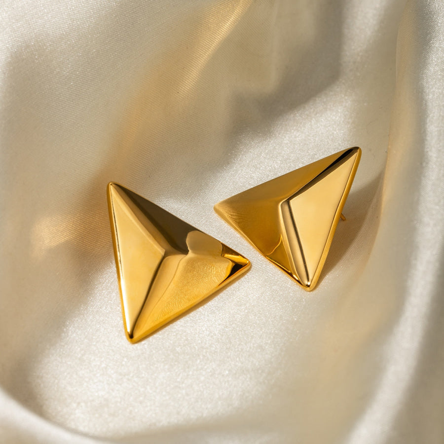 Stainless Steel 3D Triangle Earrings Apparel and Accessories