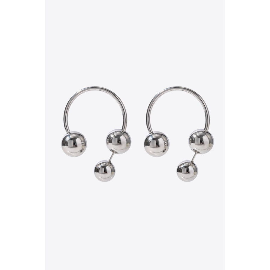 Stainless Steel Ball Earrings Silver / One Size