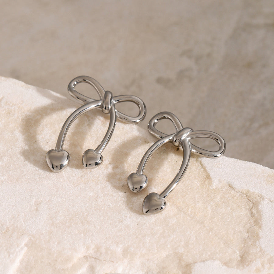 Stainless Steel Bow Earrings Apparel and Accessories