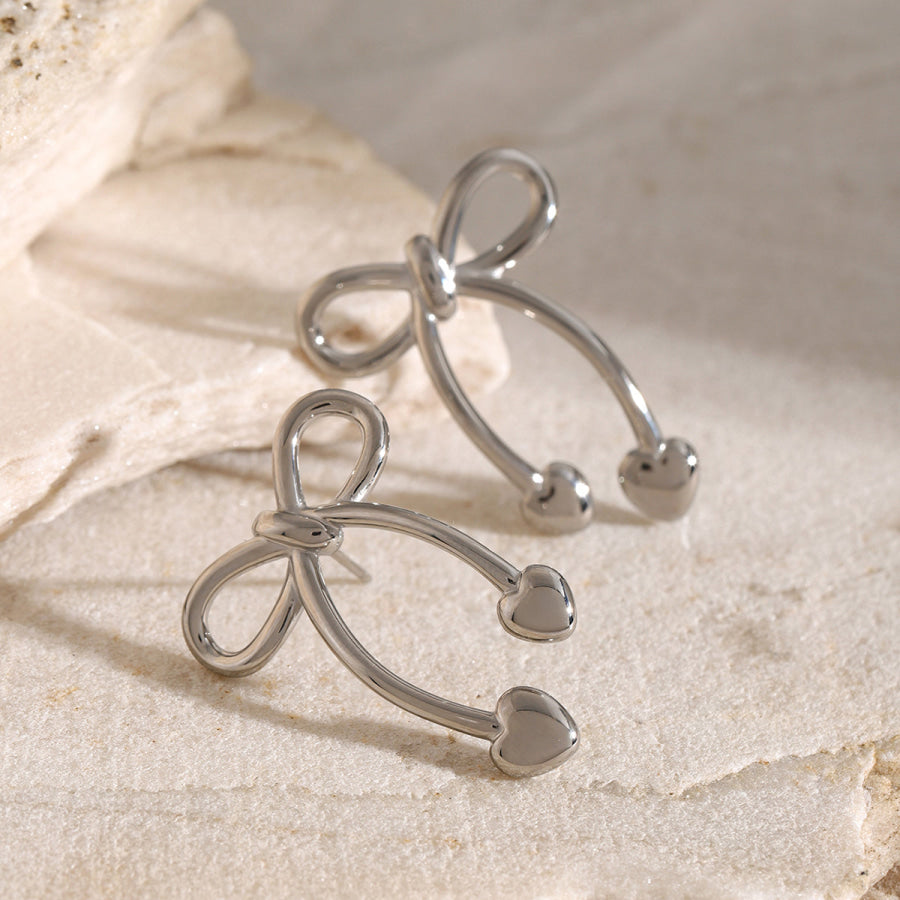 Stainless Steel Bow Earrings Apparel and Accessories