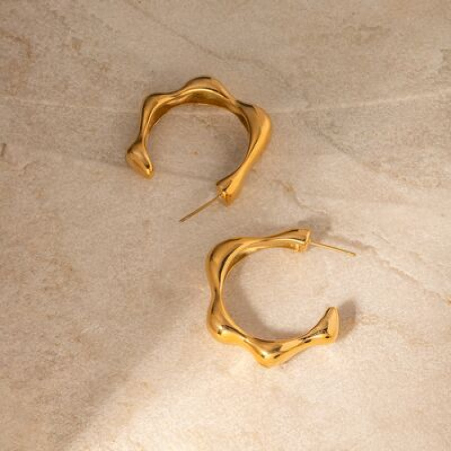 Stainless Steel C - Hoop Earrings Gold / One Size Apparel and Accessories