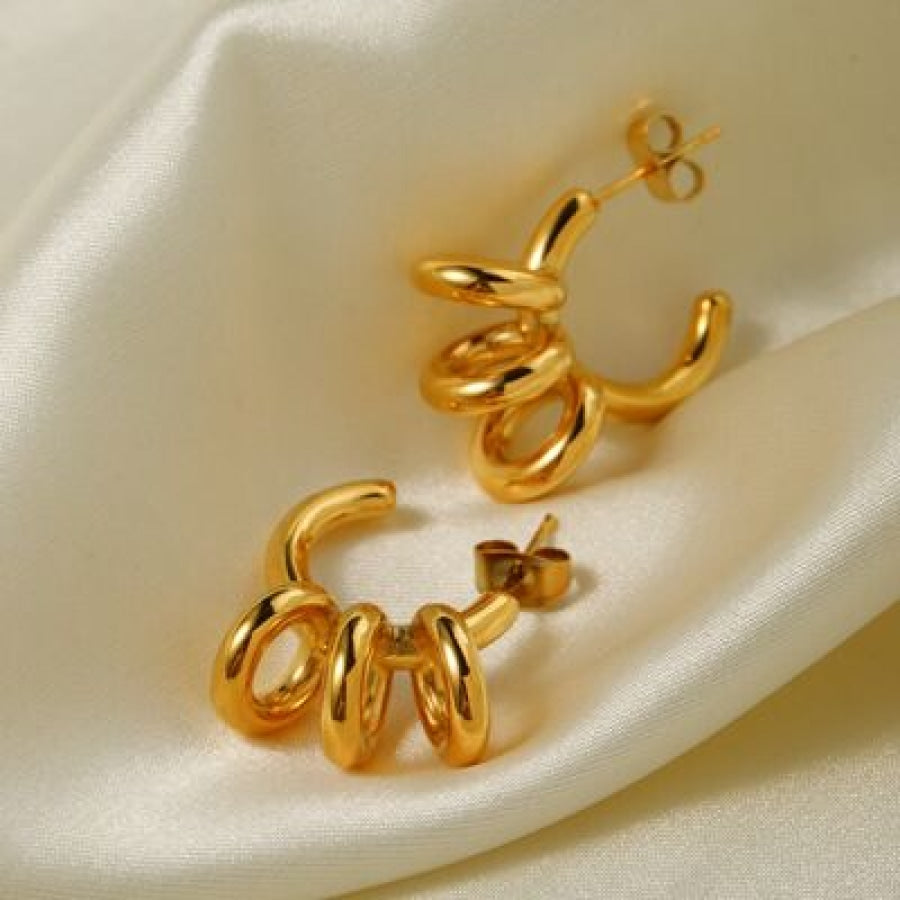 Stainless Steel C-Hoop Earrings Gold / One Size Clothing