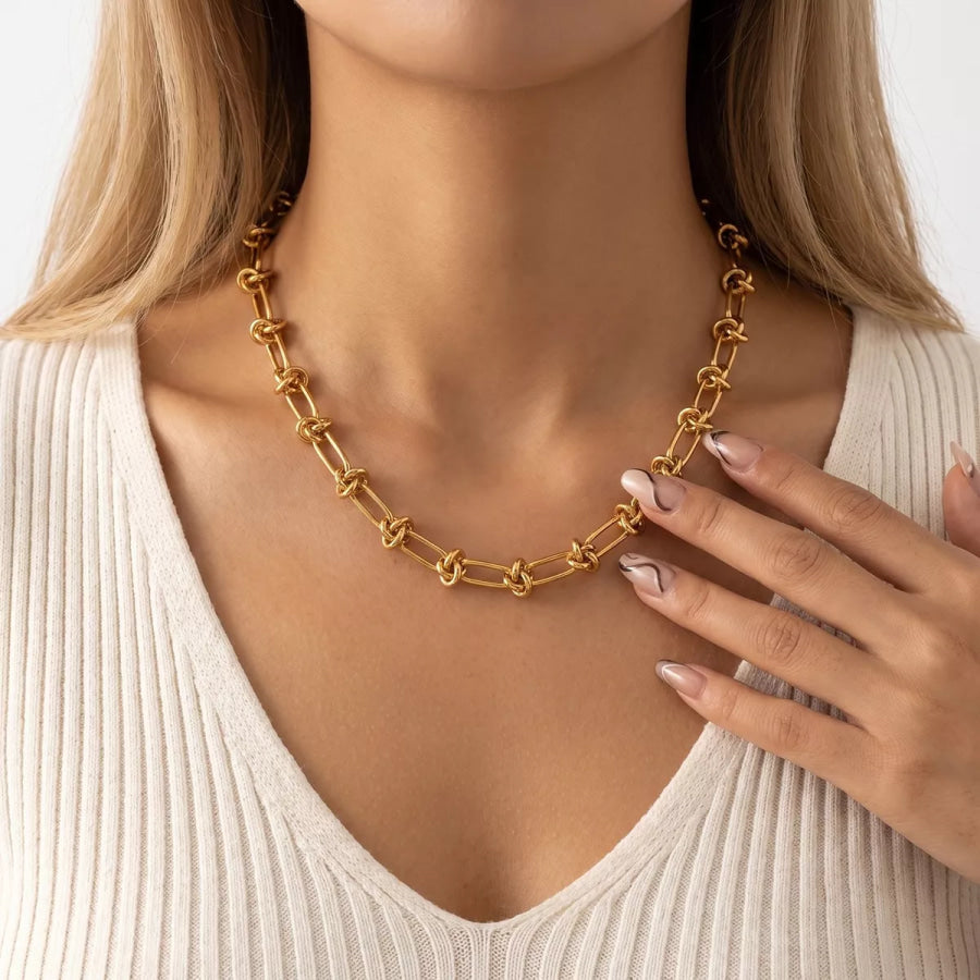 Stainless Steel Chain Necklace and Bracelet Jewelry Set Gold / onesize Apparel Accessories