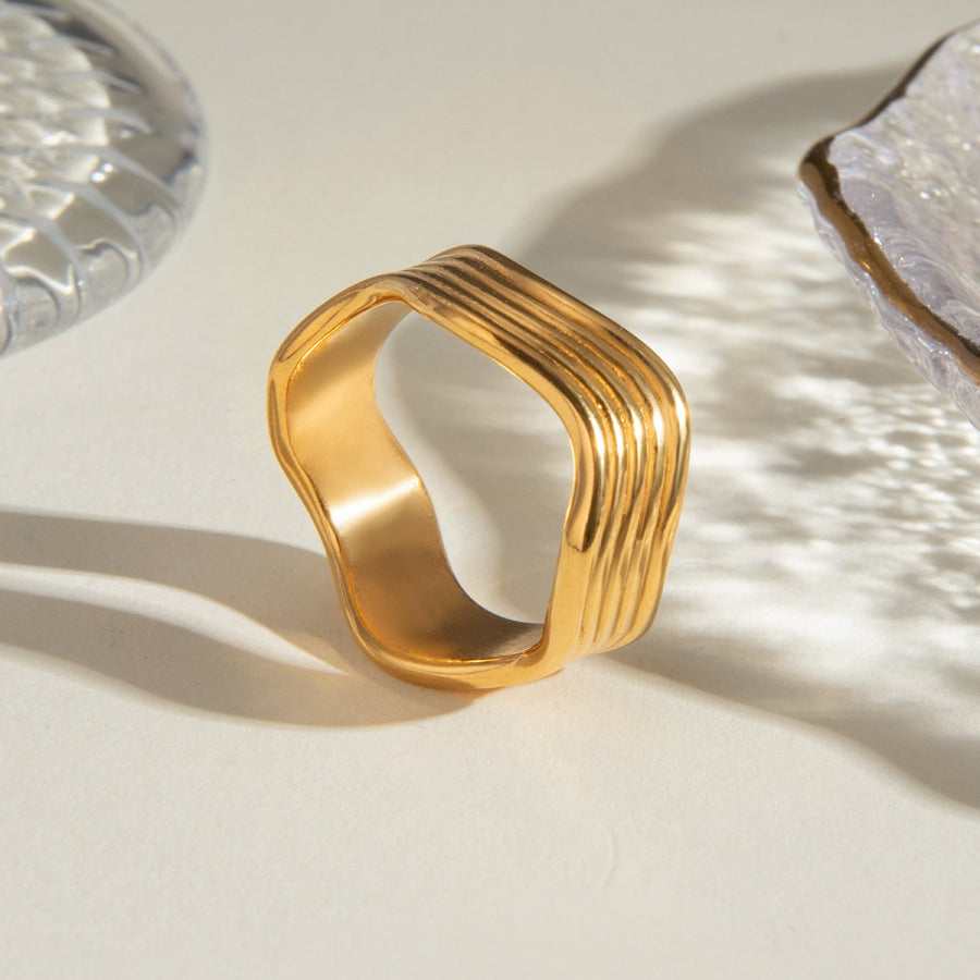 Stainless Steel Corrugated Ring Gold / 8 Apparel and Accessories