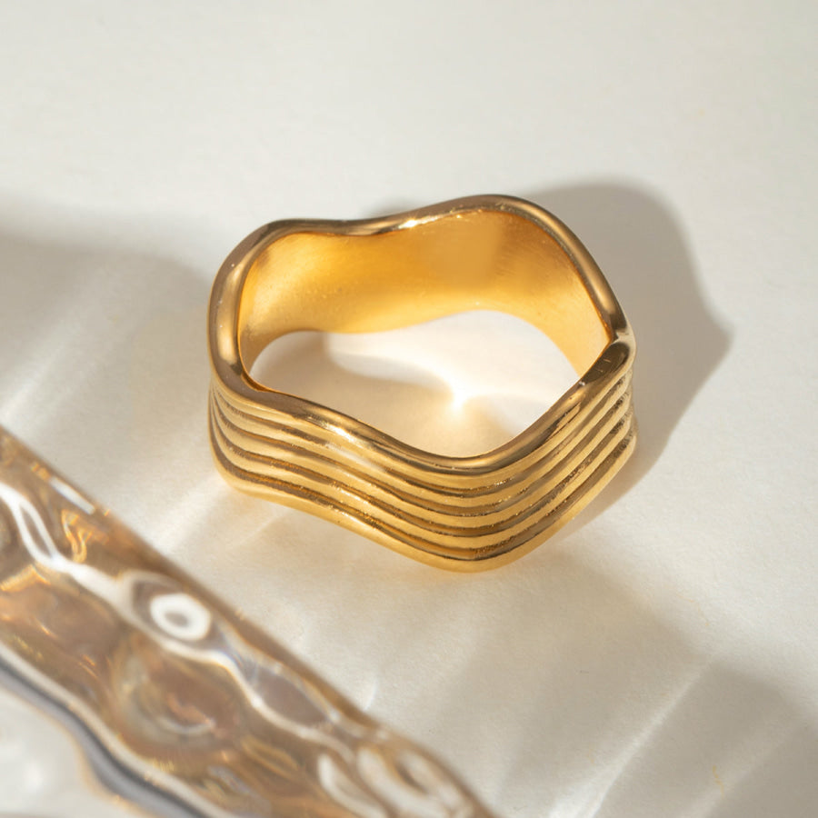 Stainless Steel Corrugated Ring Gold / 8 Apparel and Accessories