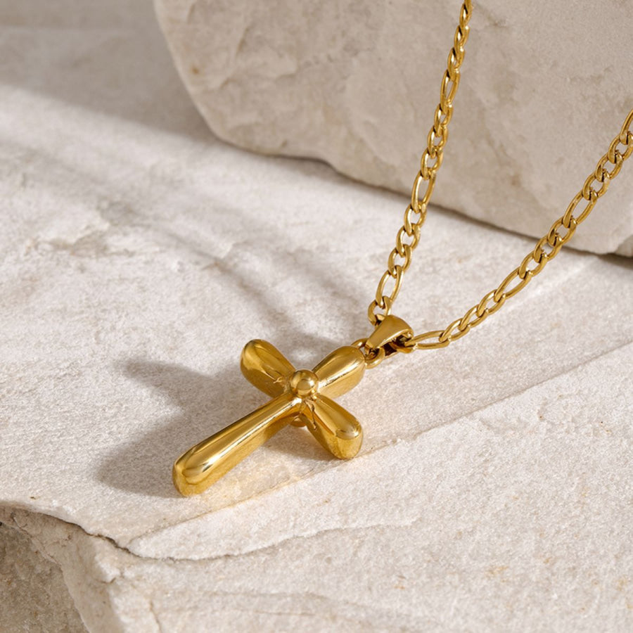 Stainless Steel Cross Necklace Gold / One Size Apparel and Accessories