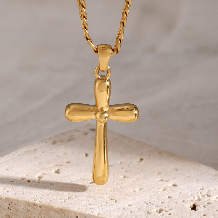 Stainless Steel Cross Necklace Gold / One Size Apparel and Accessories