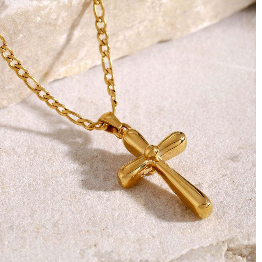 Stainless Steel Cross Necklace Gold / One Size Apparel and Accessories