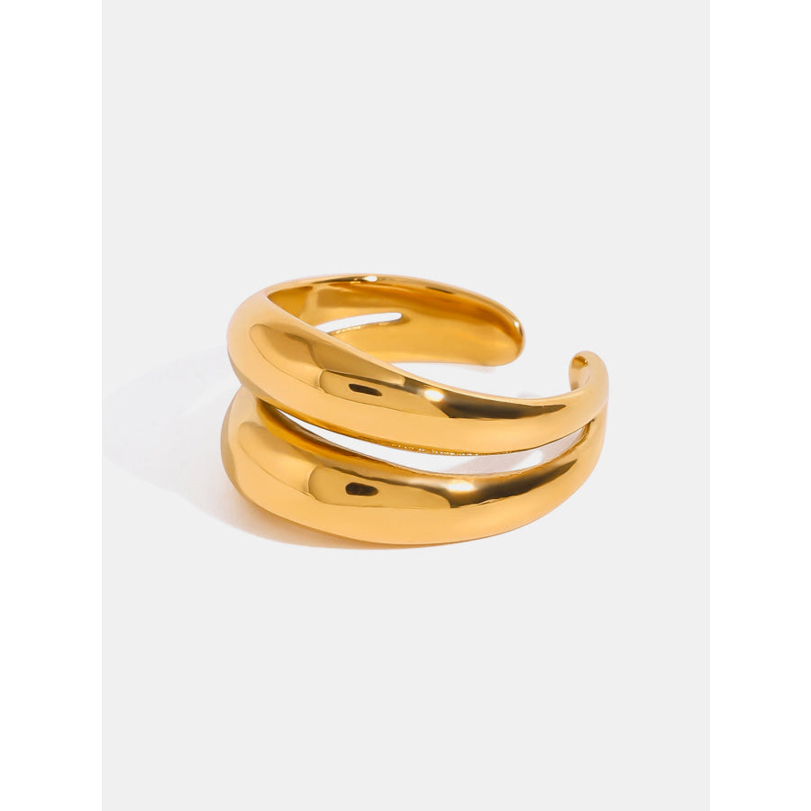 Stainless Steel Double-Layered Ring Gold / One Size Apparel and Accessories