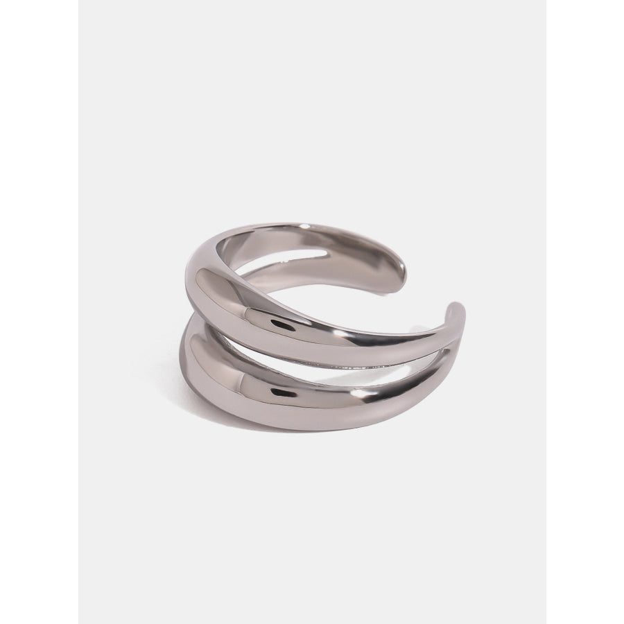 Stainless Steel Double-Layered Ring Silver / One Size Apparel and Accessories