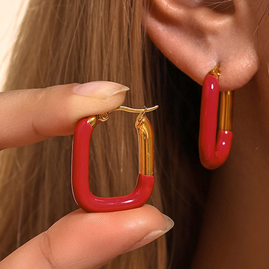 Stainless Steel Drip Oil Contrast Earring Apparel and Accessories