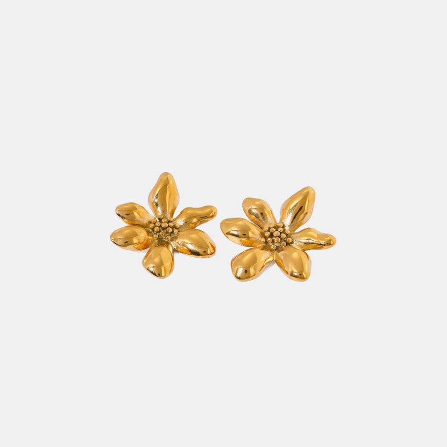 Stainless Steel Flower Earrings Gold / One Size Apparel and Accessories