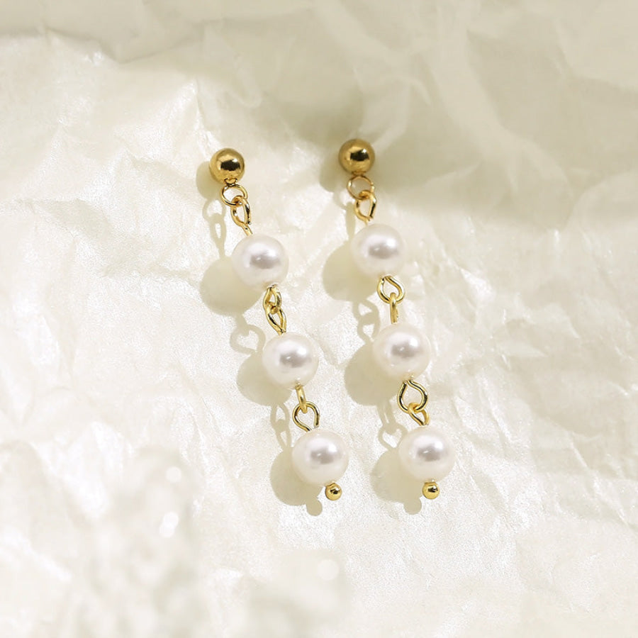 Stainless Steel Freshwater Pearl Earrings Gold / One Size Apparel and Accessories