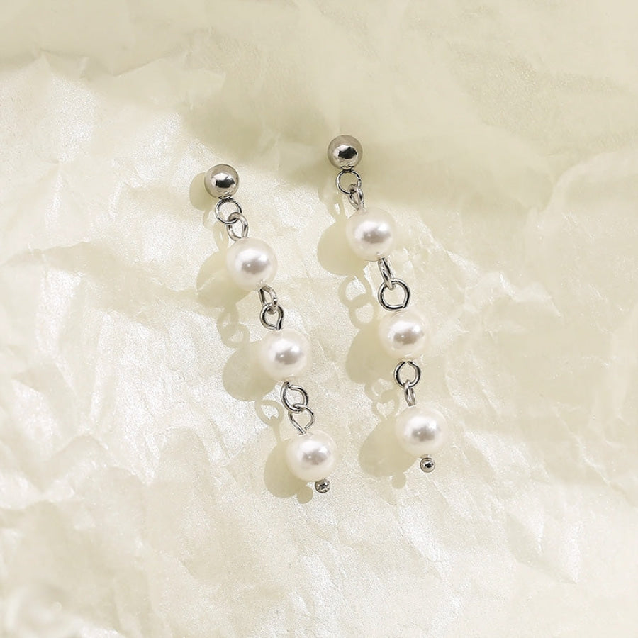 Stainless Steel Freshwater Pearl Earrings Silver / One Size Apparel and Accessories
