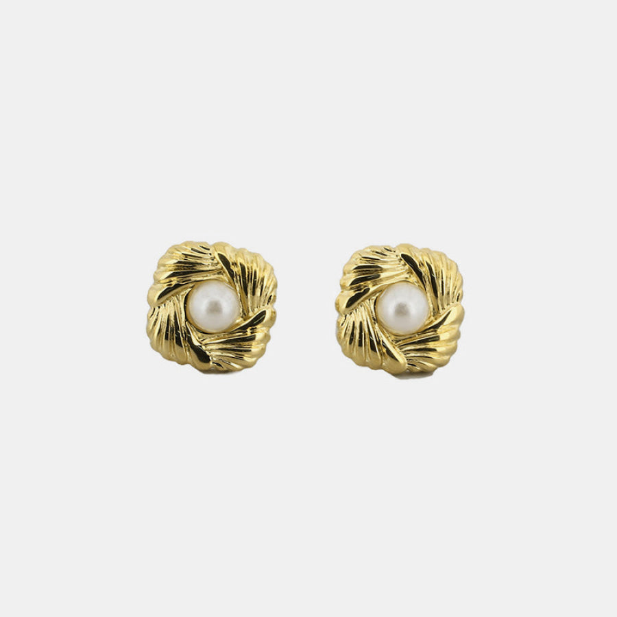 Stainless Steel Geometric Stud Earrings Gold / One Size Apparel and Accessories