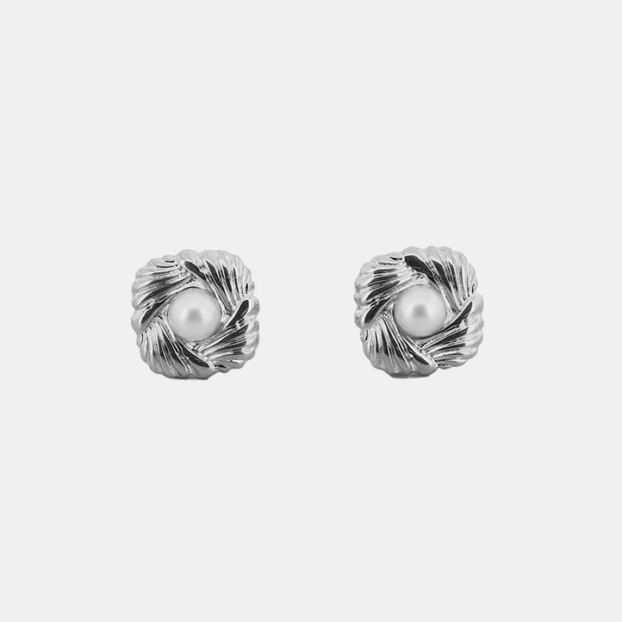 Stainless Steel Geometric Stud Earrings Silver / One Size Apparel and Accessories