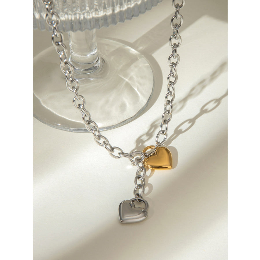 Stainless Steel Heart Chain Necklace Silver / One Size Apparel and Accessories