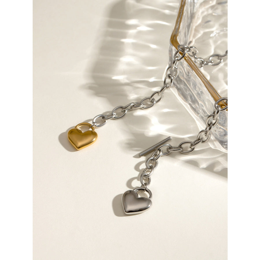 Stainless Steel Heart Chain Necklace Silver / One Size Apparel and Accessories