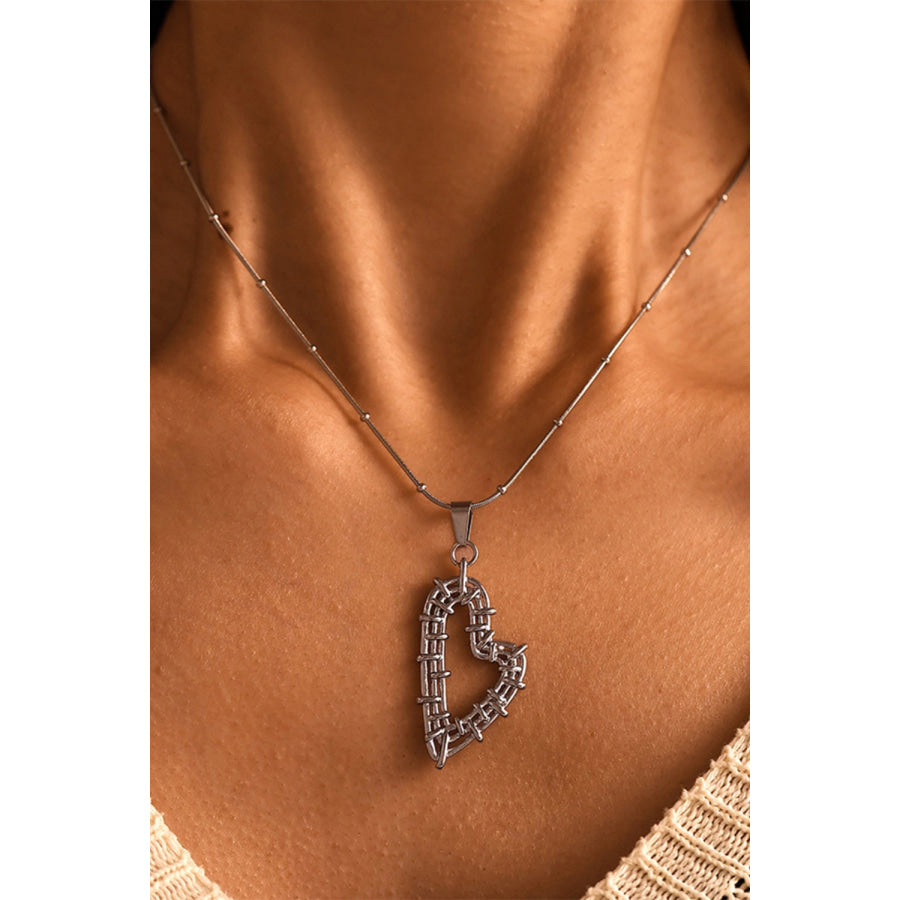 Stainless Steel Heart Earrings and Necklace Set Apparel and Accessories