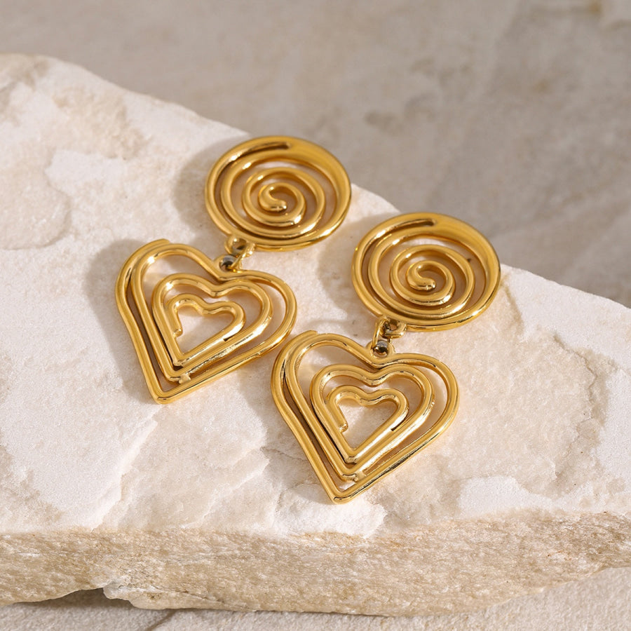 Stainless Steel Heart Earrings Gold / One Size Apparel and Accessories