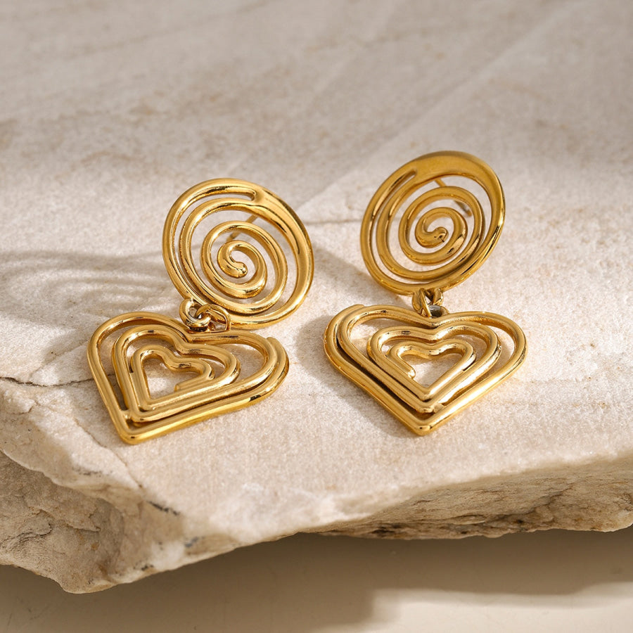 Stainless Steel Heart Earrings Gold / One Size Apparel and Accessories